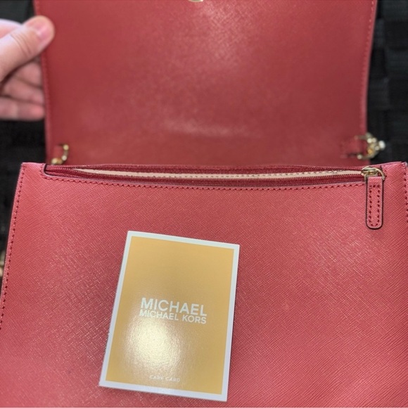Michael Kors Coral Saffiano Leather Crossbody Bag | Authentic Designer Purse - Picture 4 of 4